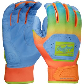 Rawlings | Workhorse Baseball Batting Gloves | Funburst | Columbia/Orange | Youth Medium