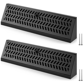 Blulu 2 Pack 15 Inch Baseboard Register Vent Duct Opening Size Baseboard Vent Covers Heavy Duty Steel Register Diffuser with Air Adjust Lever for Home Floor Wall Corner Supply, Easy to Install(Black)