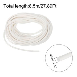 uxcell Silicone Foam Seal Strip, 3mm(0.12") Dia 8.5 Meters(27.89 Ft) Long Sponge Rubber Weather Seal Strip Round Rubber Cord Solid for DIY Warehouse, Pads, Foam Tubing, Crafts - White