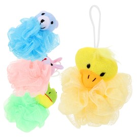 NOLITOY Bath Toys 4-pack Cartoon Animal Bath Balls Soft Bath Sponges Loofahs Toddler Bath Toys Boys and Girls Bath Loofah