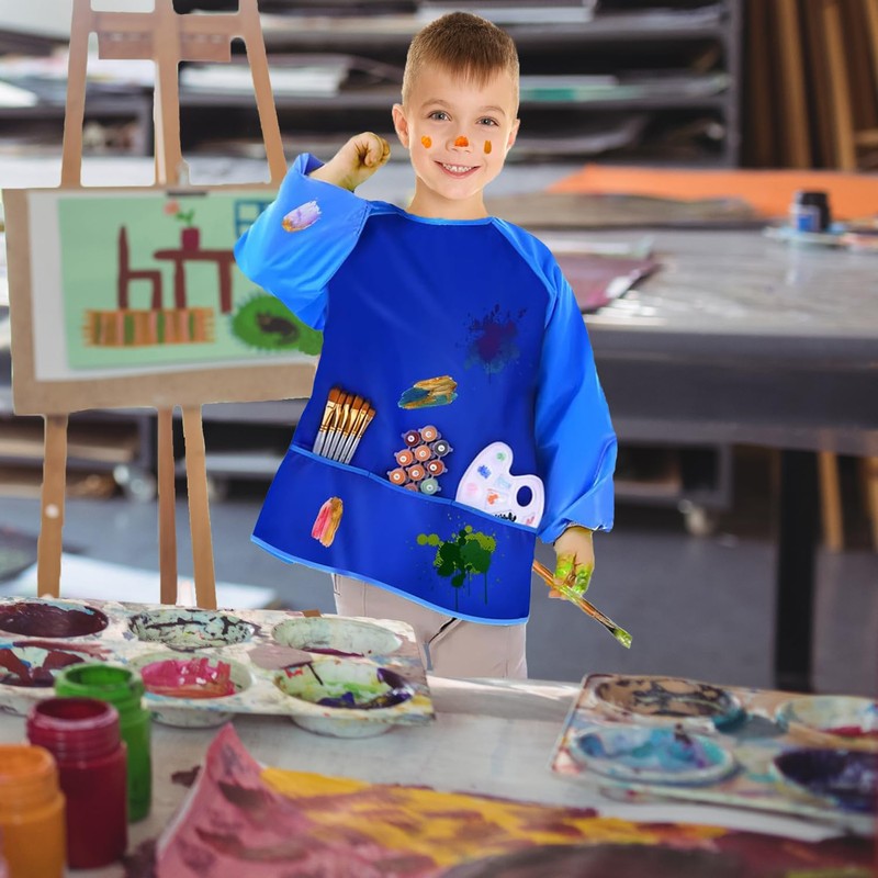 XIEJINJIA 2 Pack Kids Art Smock with Long Sleeve and