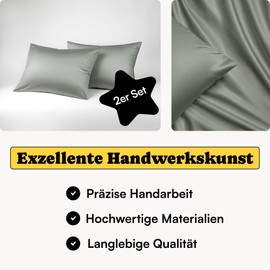 Seralino Lyocell Kissenbezug 40x80 Grün (2er Set)| 100% Eukalyptus Kopfkissenbezug 40x80 (Tencel)| weiche hochwertige Kissenhülle | Reißverschluss | Oeko-Tex | Atmungsaktiv | Allergiker Kissenbezüge