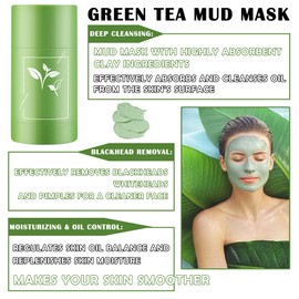 2PCS Green Tea Clay Mask Stick,Moisturizing Clay Mask Stick for Face,Deep Cleanse Face Mud Mask for Men and Women,All Skin Types