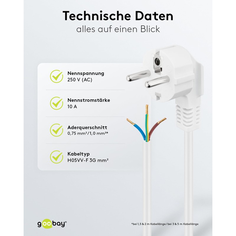 Goobay 93977 power cable White 1.5 m 93977, 1.5 m,