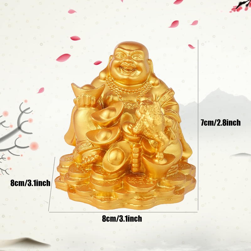 Elionless Laughing Buddha, Golden Toad Laughing Buddha Statue Feng Shui
