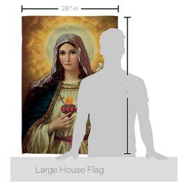 Feast of The Immaculate Heart of Mary Eagle Pole kit Wall Hanging Decor Home Porch Balcony Religious Canvas Room Tapestry Faith Cemetery Decorations for Grave Yard Sign Catholic Gift