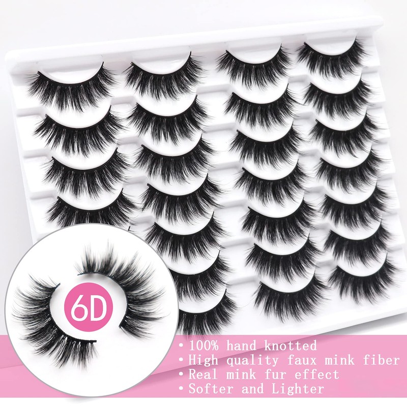 Losha Eyelashes Natural Look Faux Mink Lashes Pack Handmade Fluffy