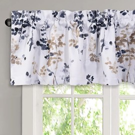 H.VERSAILTEX Valance for Kitchen Windows/Bathroom/Living Room/Bedroom Blackout Window Valance Thermal Insulated Rod Pocket Valance Curtains, 52" W x 18" L, 1 Panel, Bluestone and Taupe