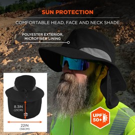 Ergodyne Standard Ranger Hat-Neck Shade, Black, Large/X-Large