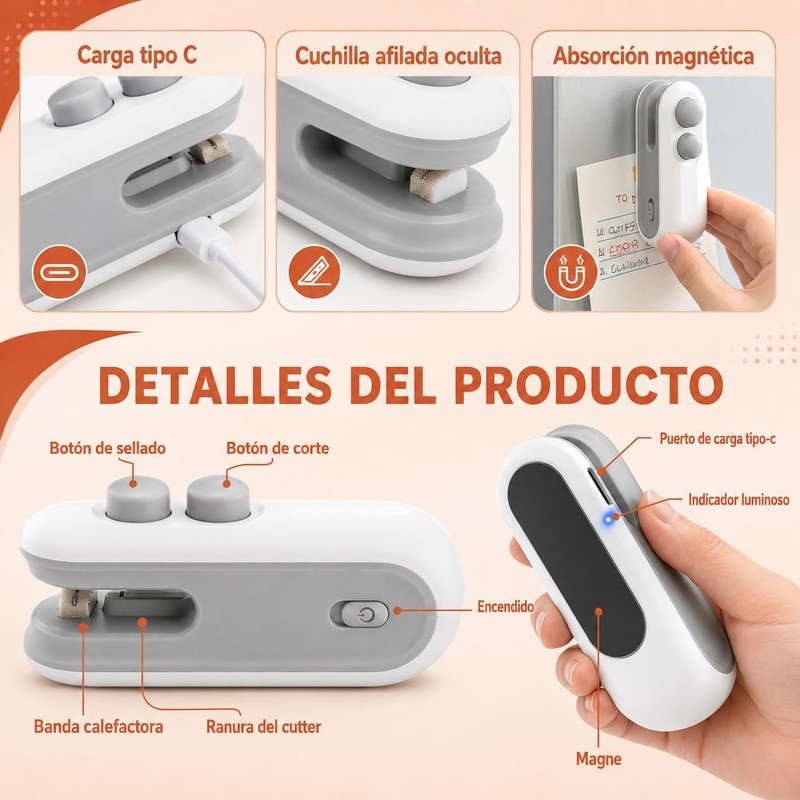 Selladora de Bolsas Plásticas Portátil YAUYAP fkj001 Blanco 2 en
