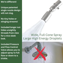 High Sierra® - Solid Metal 1.25 GPM Award Winning, Ultra Low Flow Shower Head with Trickle Valve. Patented Nozzle Never Clogs. Long Nut Hides Shower Arm Threads. Oil Rubbed Bronze Finish