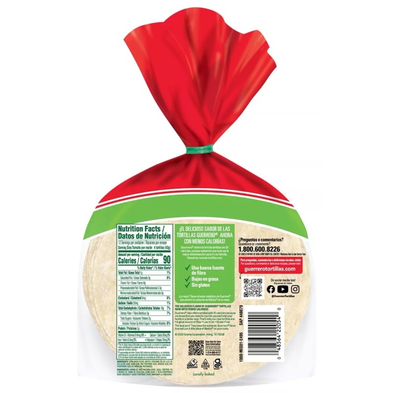 Guerrero 25 Calories White Corn Tortillas, 18.75 oz, 50 Count