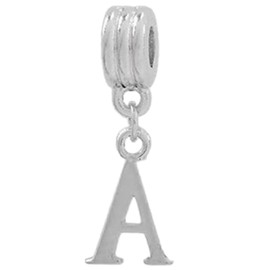 Alphabet Letter Initial Pendant Dangle Charm Beads Fit Silver Charm Bracelets (Letter 'A')