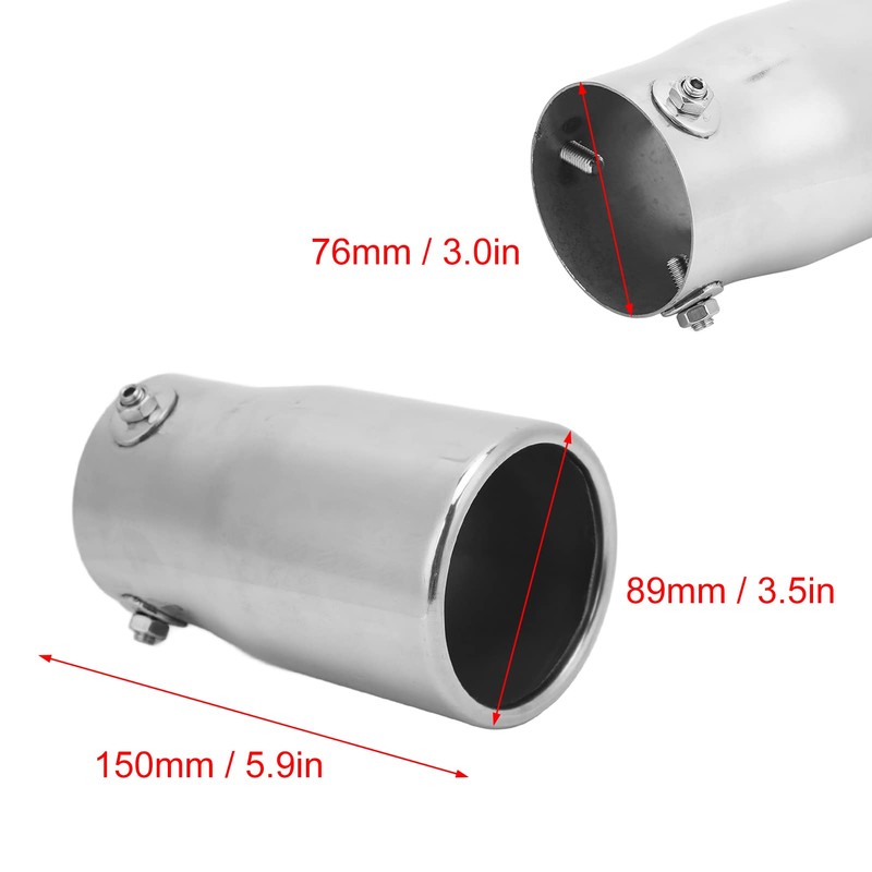 Exhaust Tailpipe, 76 x 89 mm, Automotive Exhaust Tailpipe, Stainless