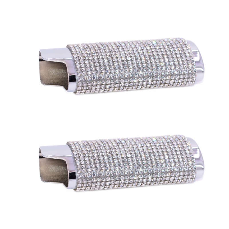 Mirrored Silver Lighter Cover Sleeve with Crystal Rhinestones LS51