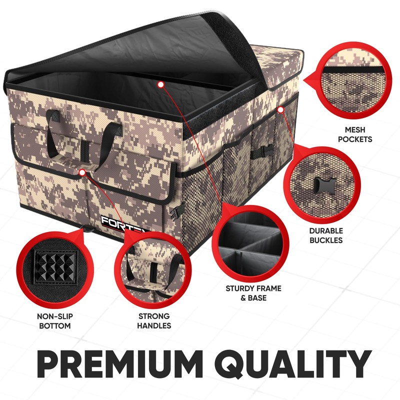 FORTEM Car Trunk Organizer, Car Storage Organizer, Collapsible Multi Compartment