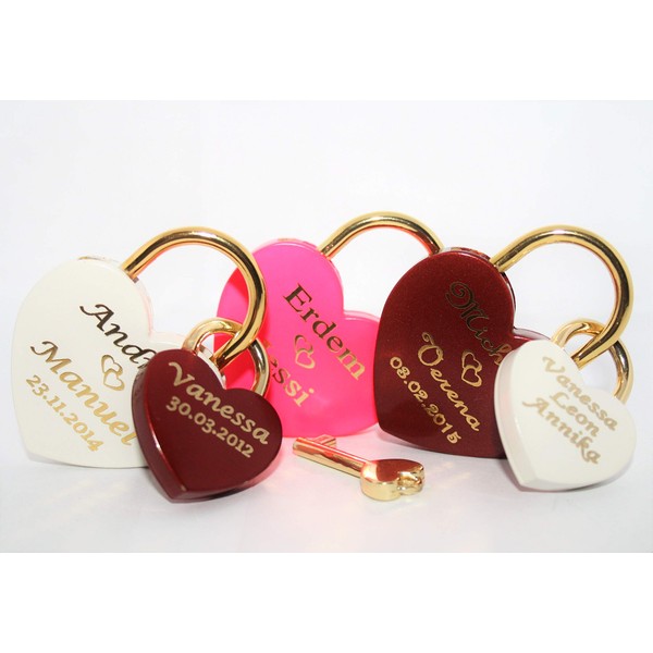 Family Lock Love Lock Heart Large + Small in Red,