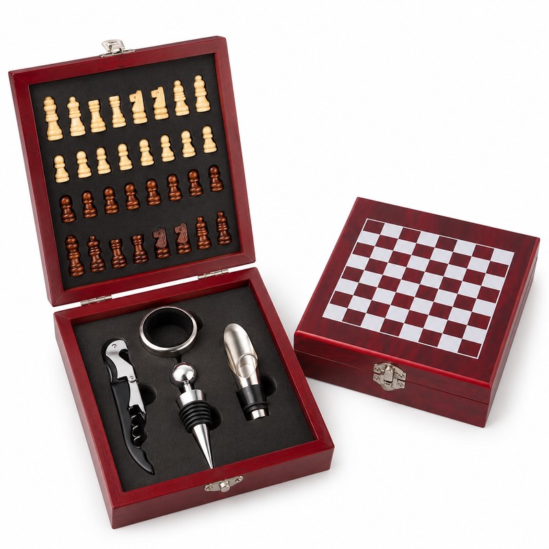 4-Piece Wine Accessories Set for Home Entertaining - Chessboard Wine