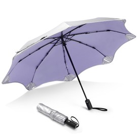 G4Free Round-Corner Sun Travel Umbrella, UPF 50+ UV Protection 46 Inch Auto Open Close Umbrella, Compact Folding Windproof Sun Blocking Umbrella for Walking(Light Purple)