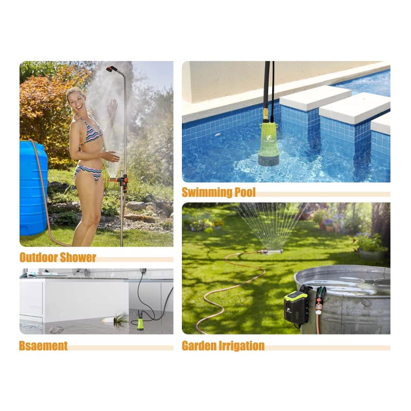 FLUENTPOWER Cordless Submersible Rain Barrel Water Pump Kit 18V Battery
