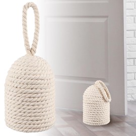 MorningRo Rope Door Stop Decorative Door Stop with Handle 4.72 ''D x 11.42''H 5.4lb Heavy Weighted Door Stoppers for Outdoor Inside Door Bottom Home Window Wedge to Keep Open, White