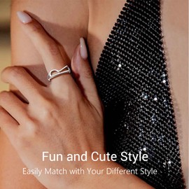 PROSILVER Sterling Silver Initial Adjustable Intertwined Initial Letter A-Z Ring for Women, Sterling Silver