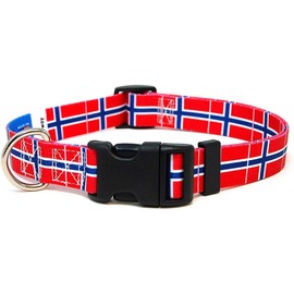 Norway Dog Collar | Norway Flag | Martingale Slip-On | Made in NJ, USA | for Medium Dogs | 3/4 inch wide