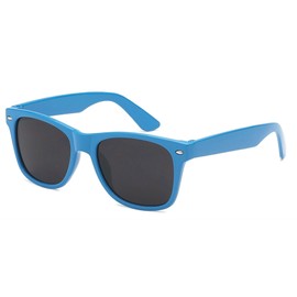 WebDeals - Kids Childrens 80's Classic Retro Sunglasses - Variety of styles and colors (Soft Feel Blue, Smoke)