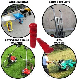 Wheelbarrow Handle Hand Grips Soft Rubber Ergonomic Comfort Anti Slip Handlebar Grips for Wheelbarrows, Carts, Trolleys, Red 1 Pair