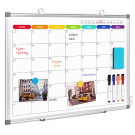 DOLLAR BOSS 24'' x 18'' Magnetic Whiteboard Calendar for wall, Double-Sided