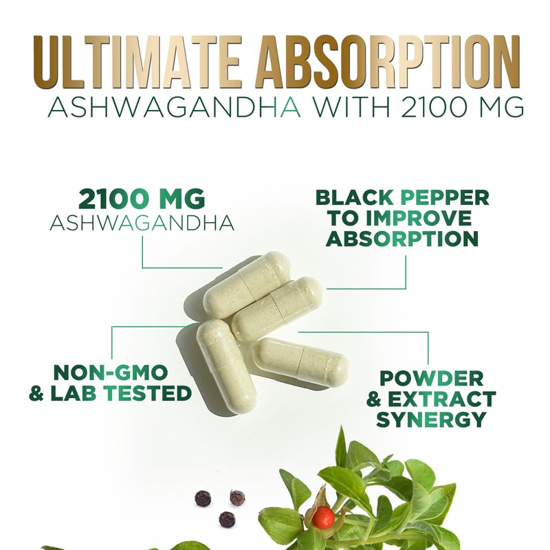 Herbal Ashwagandha 2,100 mg - Extra Strength Unwind, Calm &