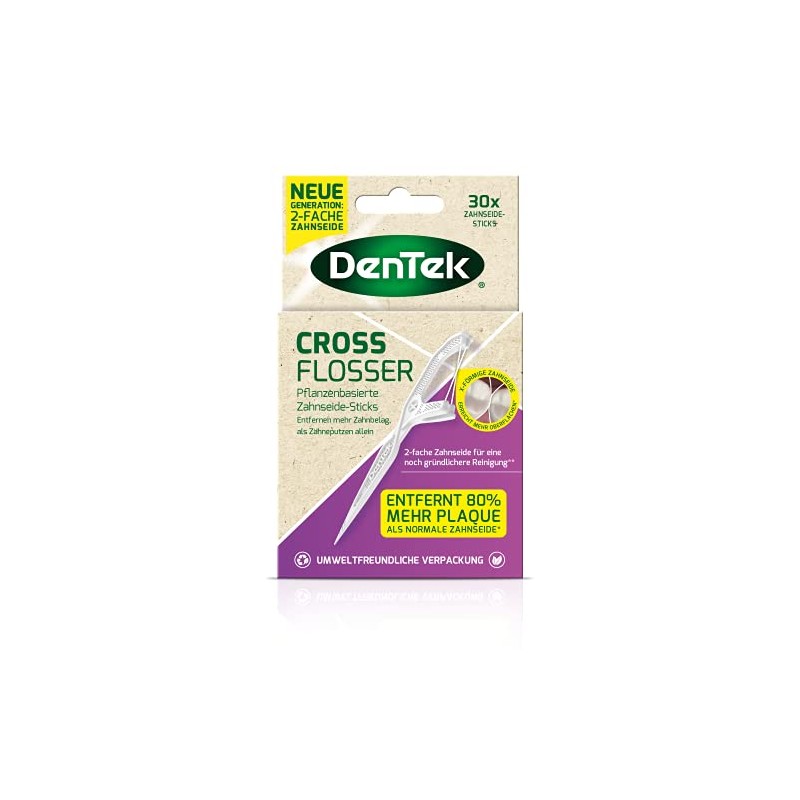 Dentek Cross Flosser - Plant-Based Dental Floss Sticks - Tear-Resistant