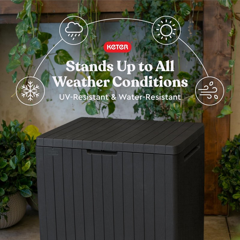 Keter City 30 Gallon Resin Outdoor Storage Box and Patio