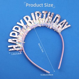 Ktxaby 1 Stück Happy Birthday Haarreif Glitzer Krone Haarschmuck für Frauen Mädchen Geburtstag Party Dekoration Fotorequisite