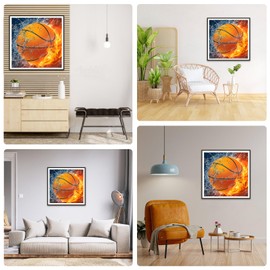 DAERLE 5D Diamond Painting Basketball, Diamond Painting Pictures Play Ball, Diamond Art Adult Full DIY Diamond Art Painting Embroidery Set Cross Stitch Pictures Home Wall Decor 30 x 30 cm