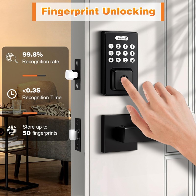 Probrico Keyless Entry Door Lock with Handle, Smart Locks for