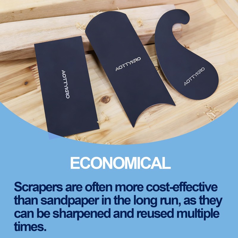 3PCS Cabinet Card Scrapers, High-Strength Blue Spring Steel Woodworking Tools