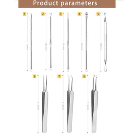 Blackhead Remover Kit with Box, Professional Stainless Steel Comedones Extractor Tool, Acne Tweezer, Pimple Popper, Blackhead Needle & Curved Tip Tool for Nose, Face, Facial Blemish Removal (16 Pcs)