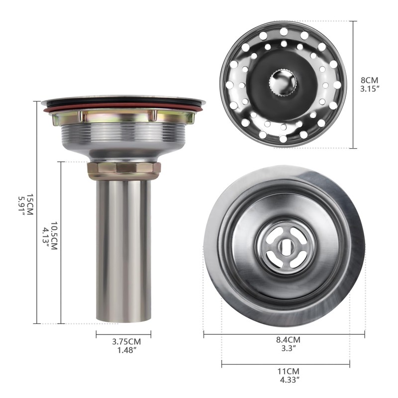 Uni-Green Kitchen Sink Drain Kit for Standard 3-1/2 inch Drain