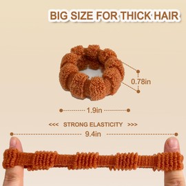 Jseng 6Packs Hair Ties - Thick Hair Elastics - Seamless Microfiber Elastics Bands Ponytail Holders - Hair Accessories for Thick Curly Hair -