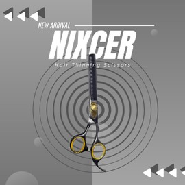 Nixcer Hair Thinning Scissors -Sharp Teeth CNC Blade with Fine Adjustment – 420C J2 Japanese Steel Professional Thinners for Men, Women (Black, 6.5")