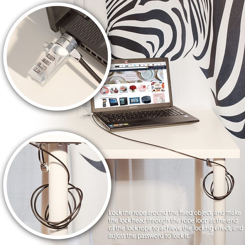 Winterworm Laptop Security Lock, Combination Cable Lock, Theft Protection Tablet