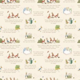 The Tale of Peter Rabbit Text Cream Fabric