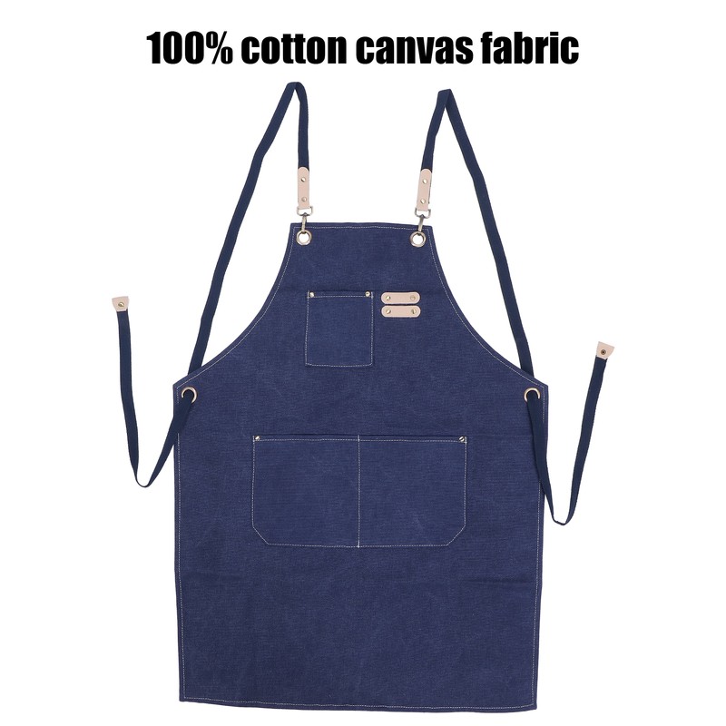 Cotton Canvas Apron Adjustable Cross Back Apron Kitchen Cooking Apron