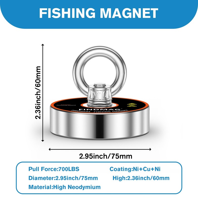 FINDMAG Magnet Fishing Kit, Strong Magnet for Fishing Case, 700