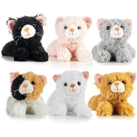 PREXTEX Realistic Looking Small Cat Stuffed Animal - 6 inch Stuffed Kittens with Lifelike Details - Plush Cat Set for Kids, Pet Toys, Home Decor, or Cat Lady Costume - Soft and Huggable - 6 Pack