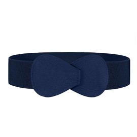 JasGood Women's Wide Elastic Waist Belt Stretch Dresses Belt for Women Waist Belt with Fashionable Buckle, navy