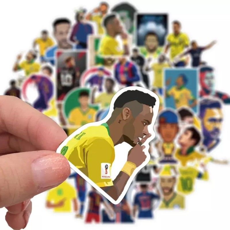 Neymar Futbol 50 Calcomanias Stickers Pvc Contra Agua Brazil