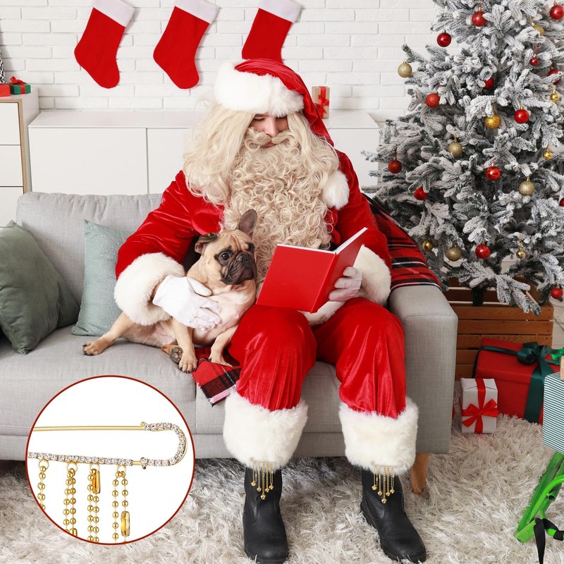 Suncalla 2 Pcs Christmas Santa Claus Boots Brass Bells