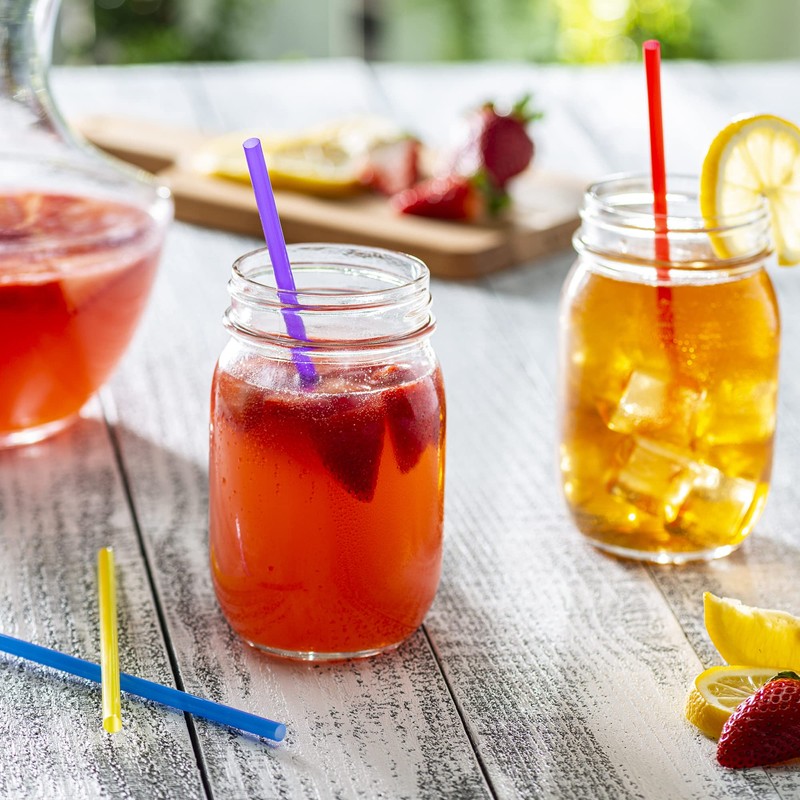 Comfy Package [250 Pack] Disposable Plastic Drinking Straws - 7.75"